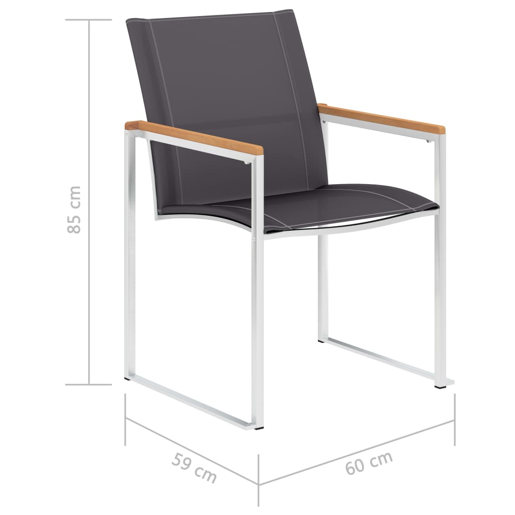 Sedie da Giardino 4 pz in Textilene e Acciaio Inox Grigie - homemem39