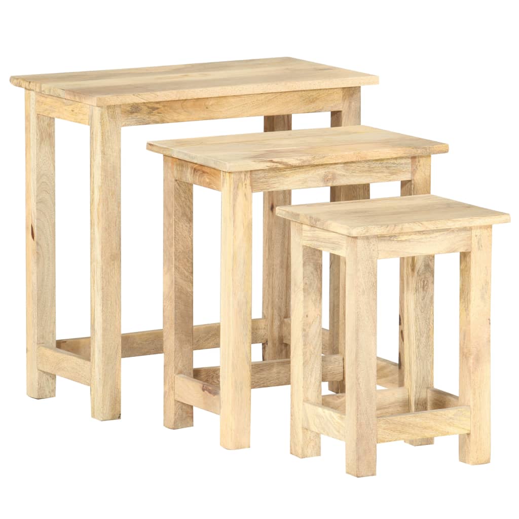 Tavolini Impilabili 3 pz in Legno Massello di Mango | homemem39