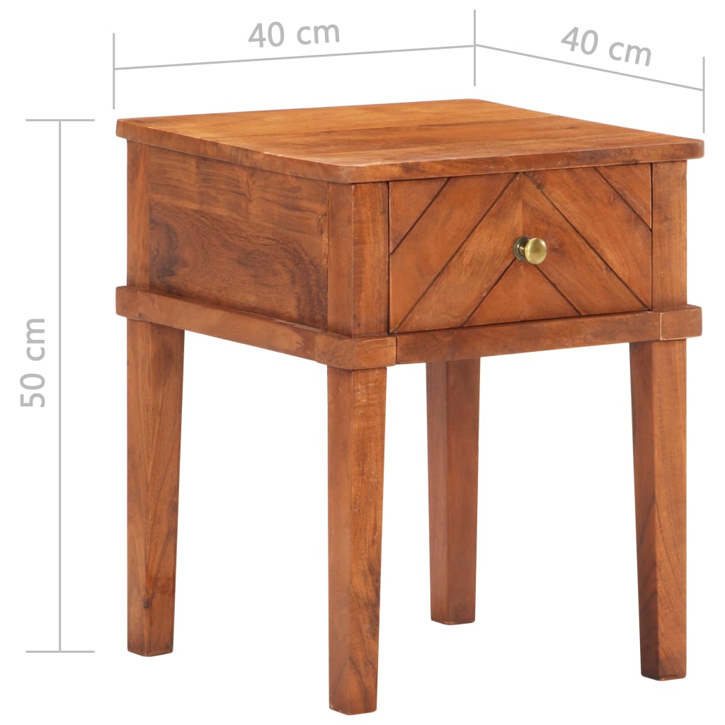 Comodino 40x40x50 cm in Legno Massello di Acacia - homemem39