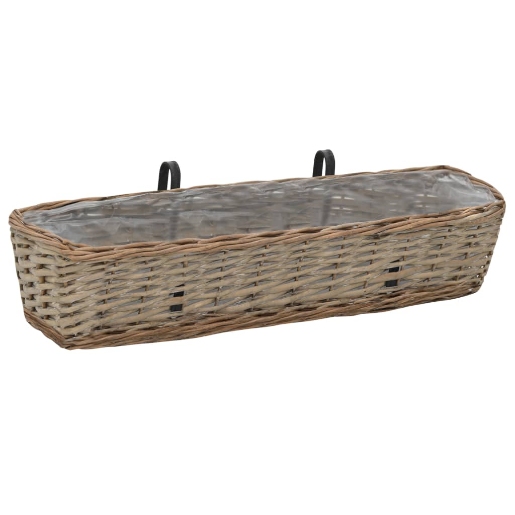 Fioriere da Balcone 2 pz in Vimini con Rivestimento in PE 80 cm - homemem39