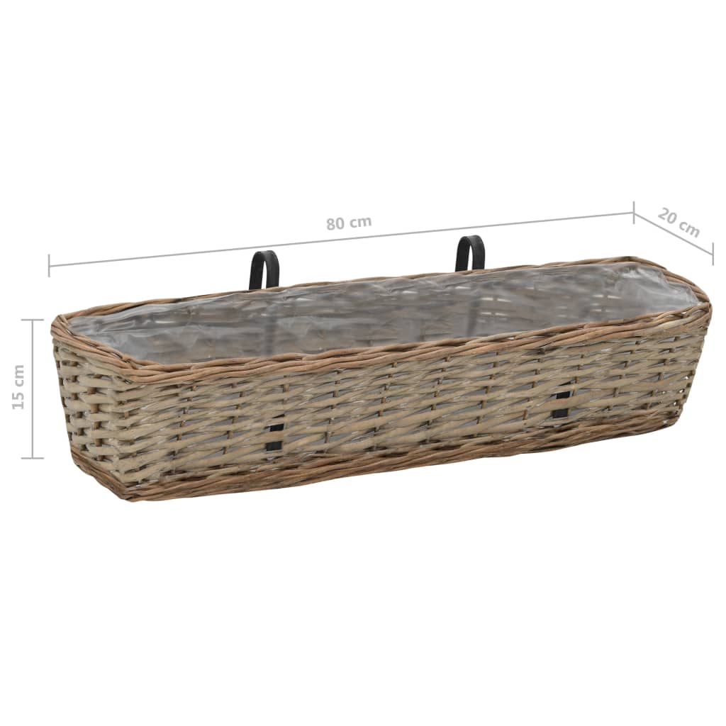 Fioriere da Balcone 2 pz in Vimini con Rivestimento in PE 80 cm | homemem39
