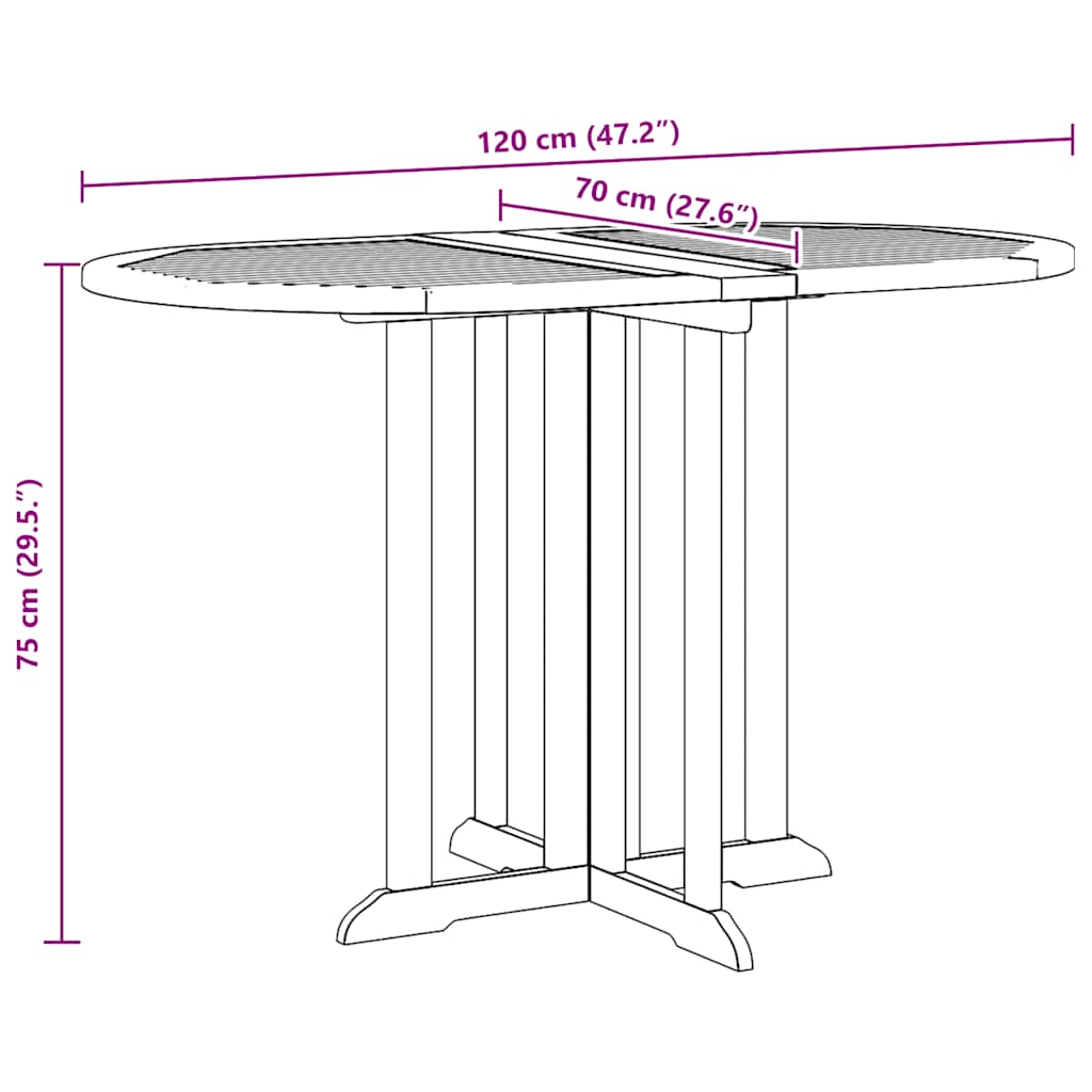 Tavolo Pieghevole a Farfalla 120x70x75 cm in Massello di Teak - homemem39