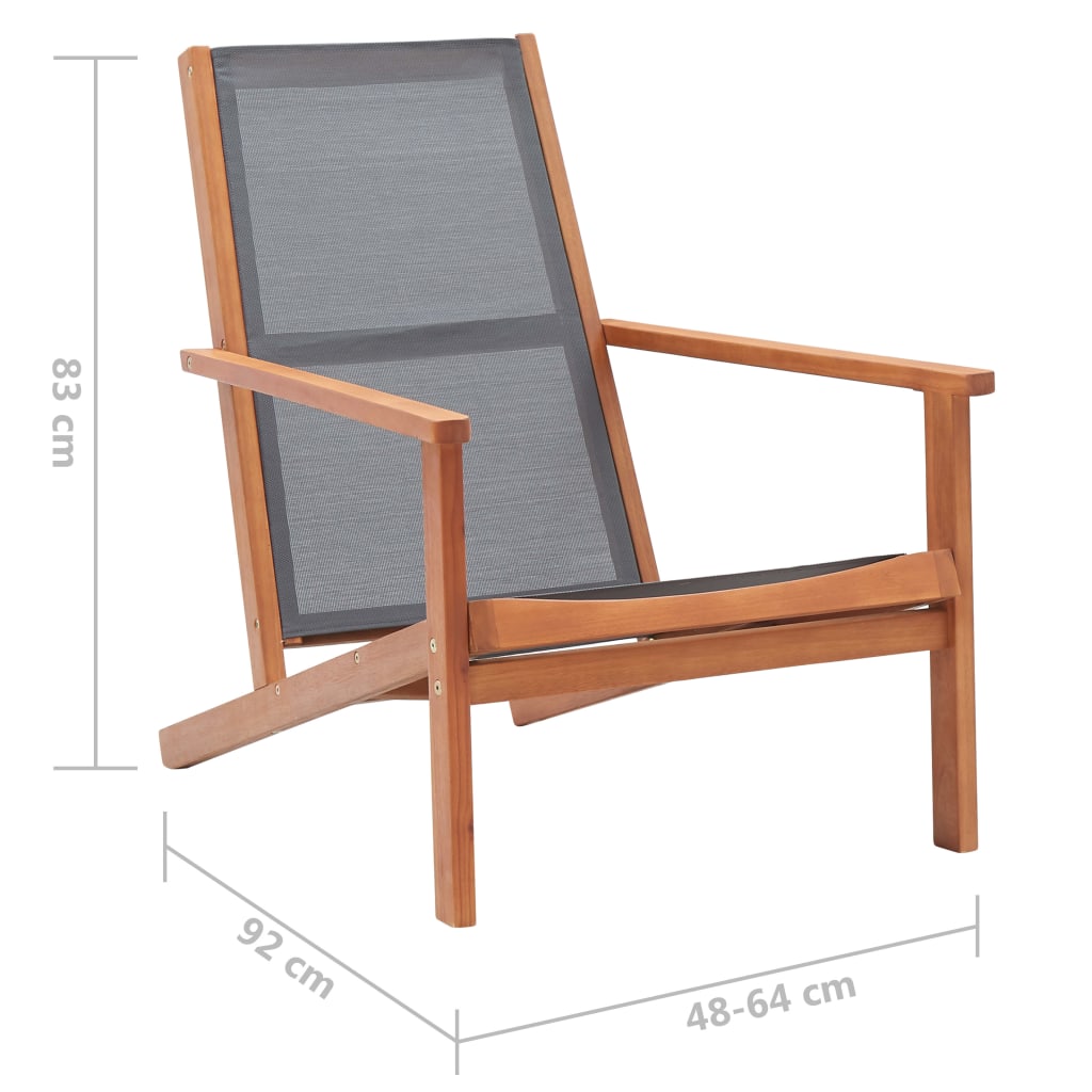 Sedia da Giardino Grigia Legno Massello Eucalipto e Textilene | homemem39