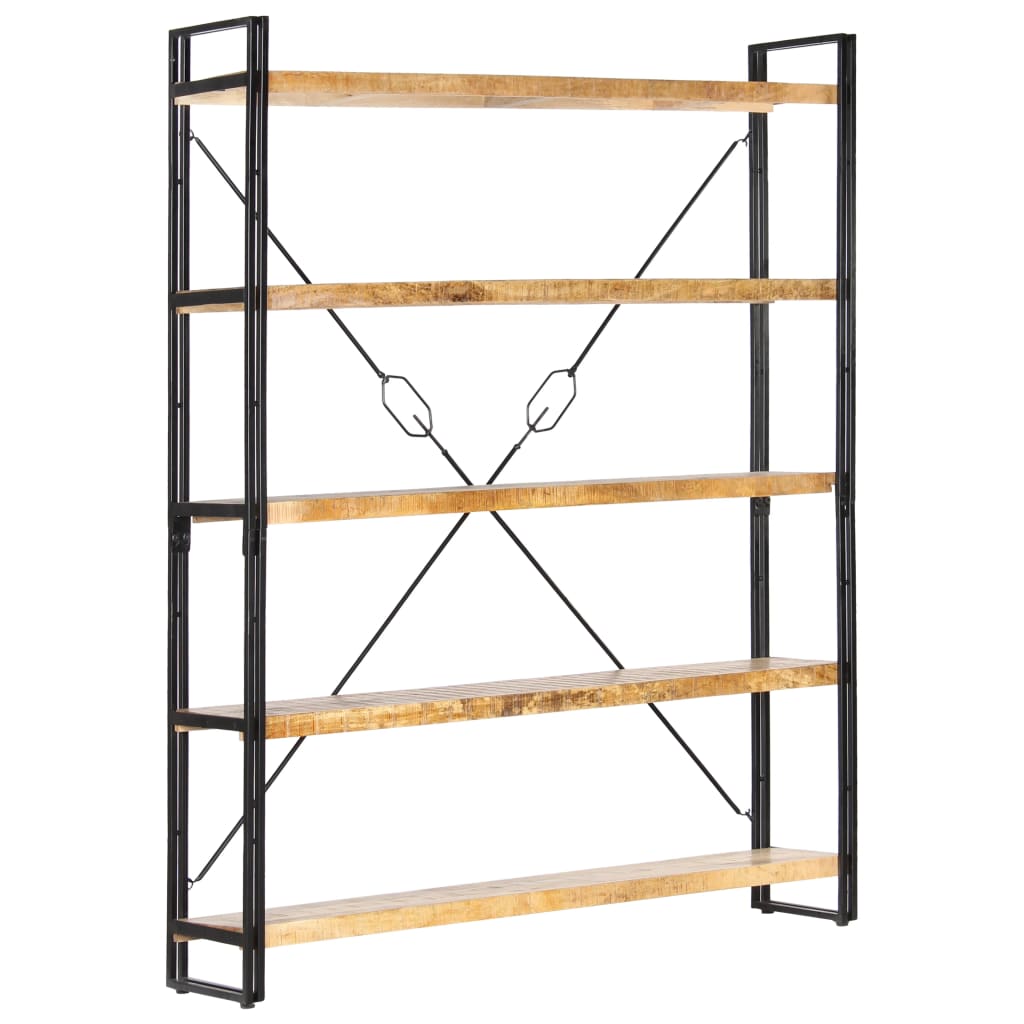Libreria a 5 Ripiani 140x30x180 cm in Legno Massello di Mango | homemem39