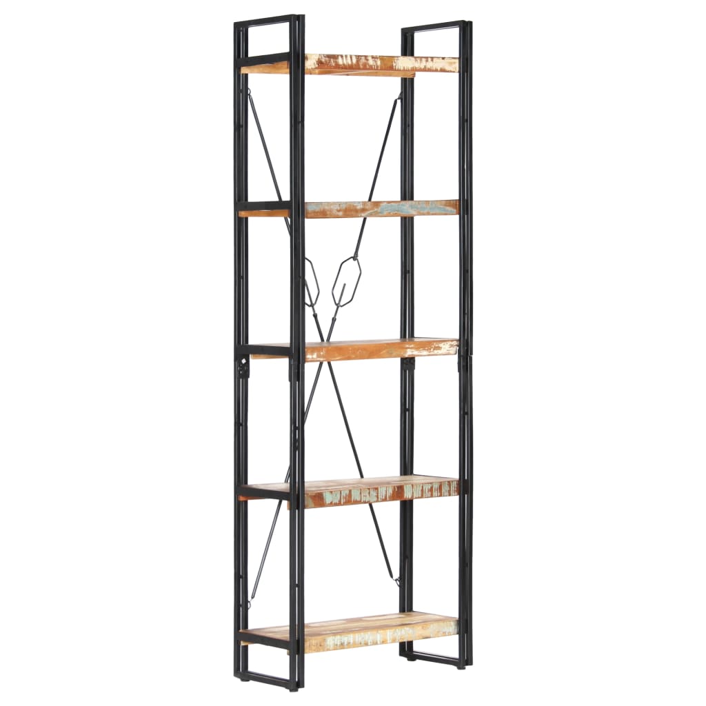 Libreria a 5 Ripiani 60x30x180 cm in Massello di Recupero | homemem39