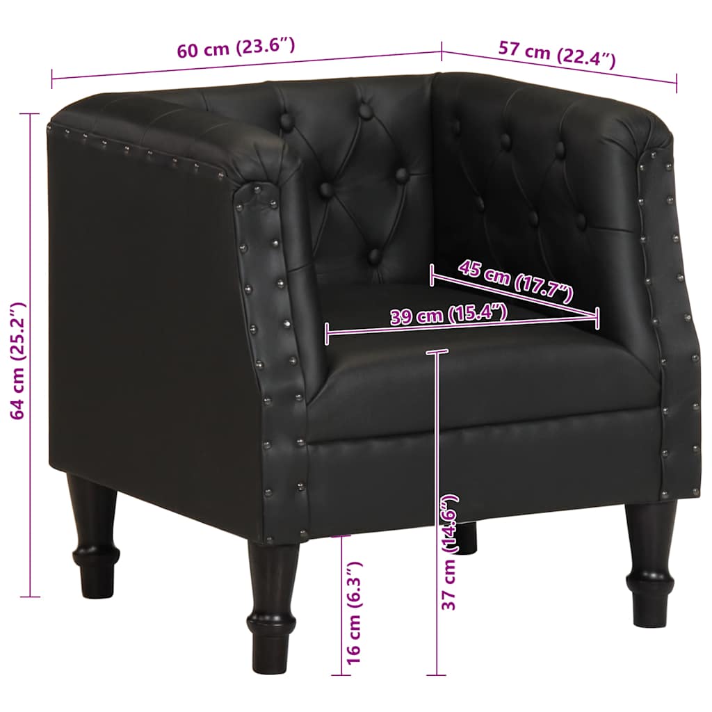 Poltrona Nera in Vera Pelle - homemem39