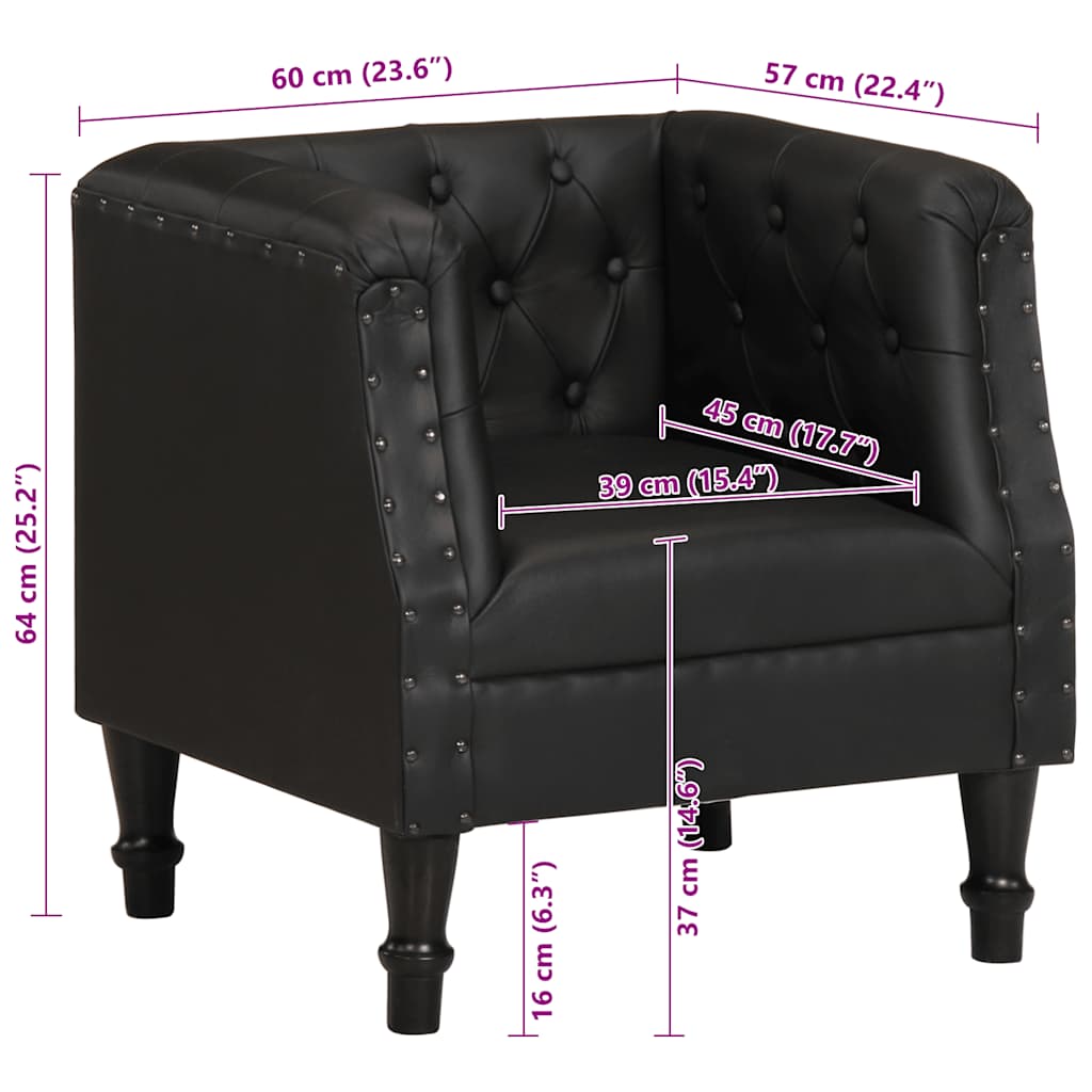Poltrona Nera in Vera Pelle | homemem39