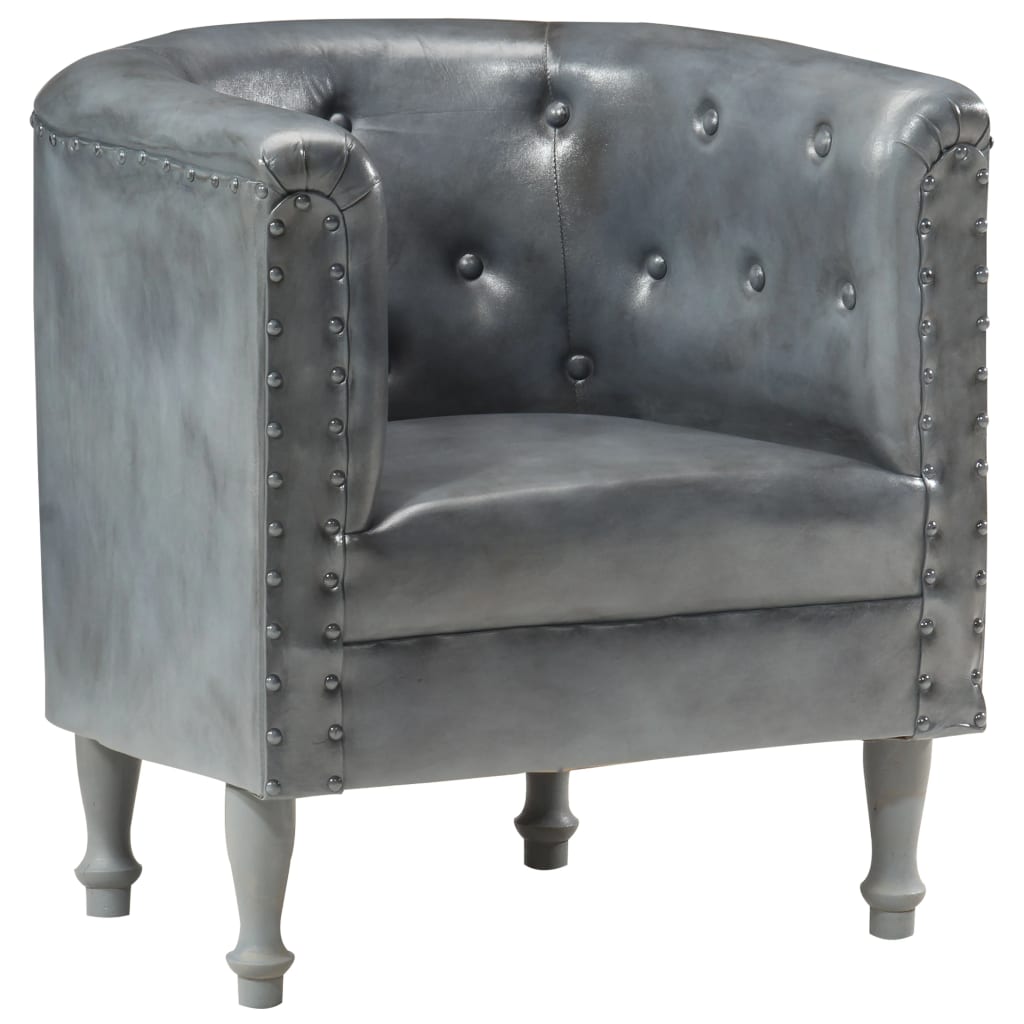 Poltrona Cabriolet Grigia in Vera Pelle | homemem39