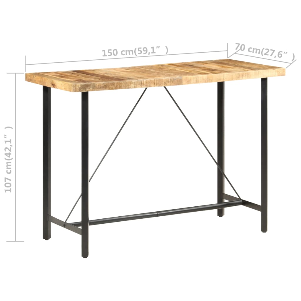 Tavolo da Bar 150x70x107 cm in Legno Ruvido di Mango - homemem39