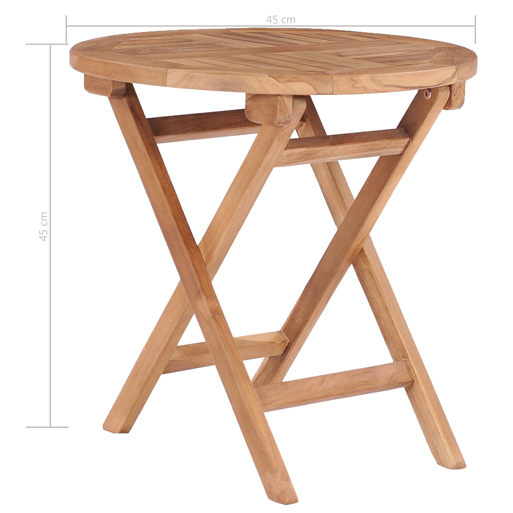 Tavolo da Giardino Pieghevole 45 cm in Legno Massello di Teak | homemem39