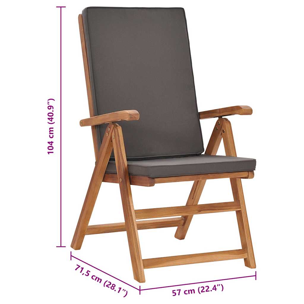 Sedie da Giardino con Cuscini 2 pz Legno di Teak Grigio | homemem39
