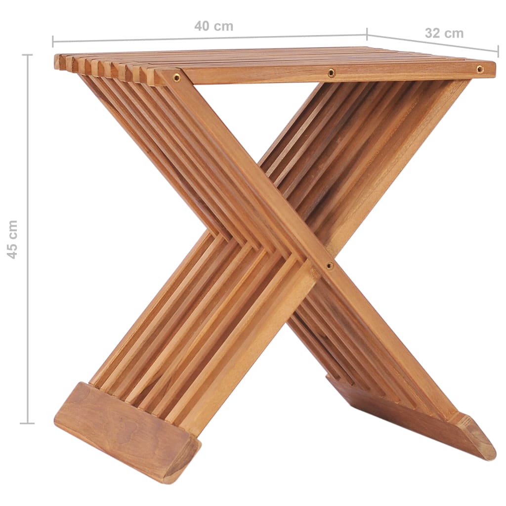 Sgabello Pieghevole 40x32x45 cm in Legno Massello di Teak | homemem39