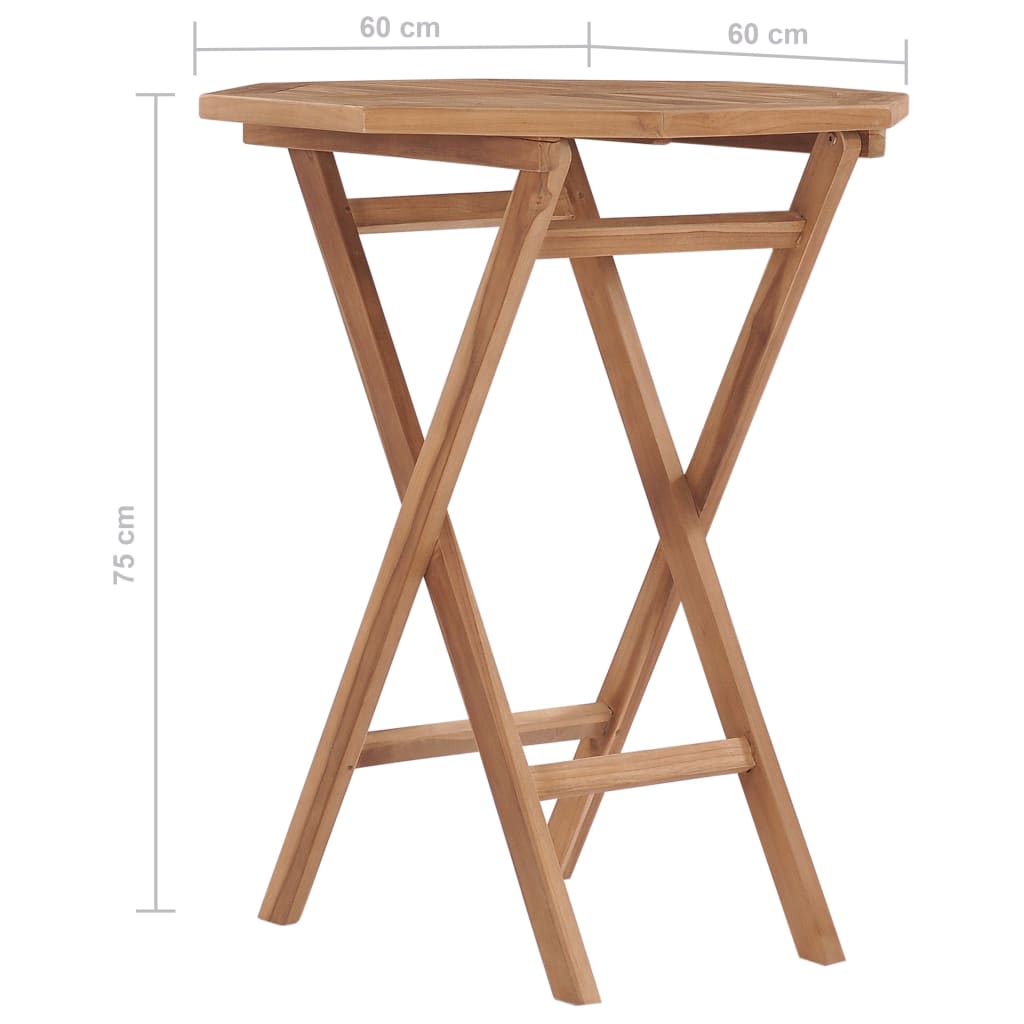 Tavolo da Giardino Pieghevole 60x60x75 cm in Massello di Teak | homemem39