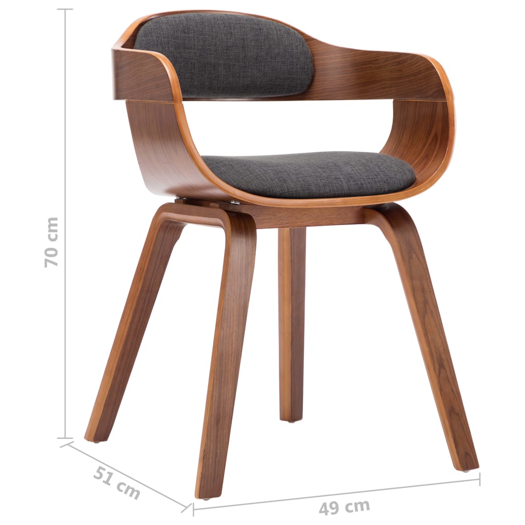 Sedie da Pranzo 6 pz Grigio Scuro in Tessuto e Legno Curvato | homemem39