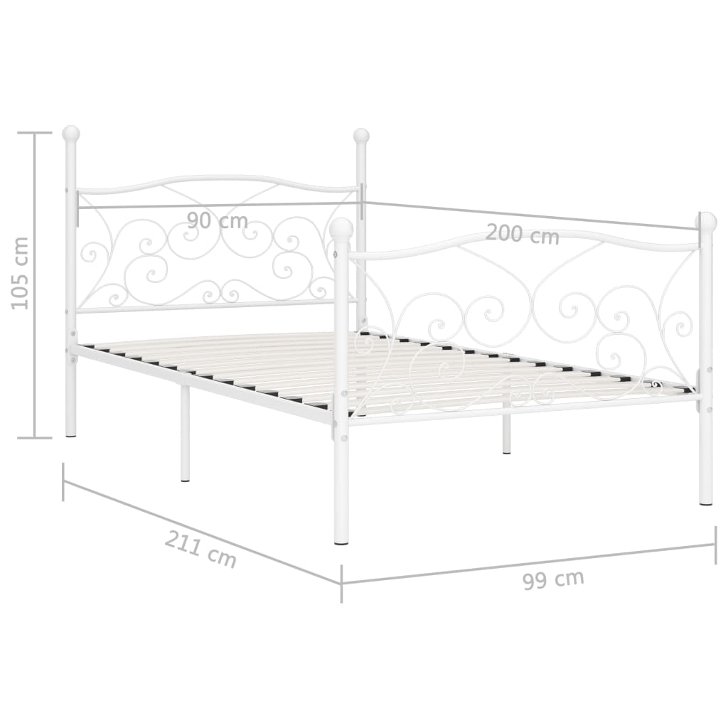 Giroletto Base con Doghe Bianco in Metallo 90x200 cm | homemem39