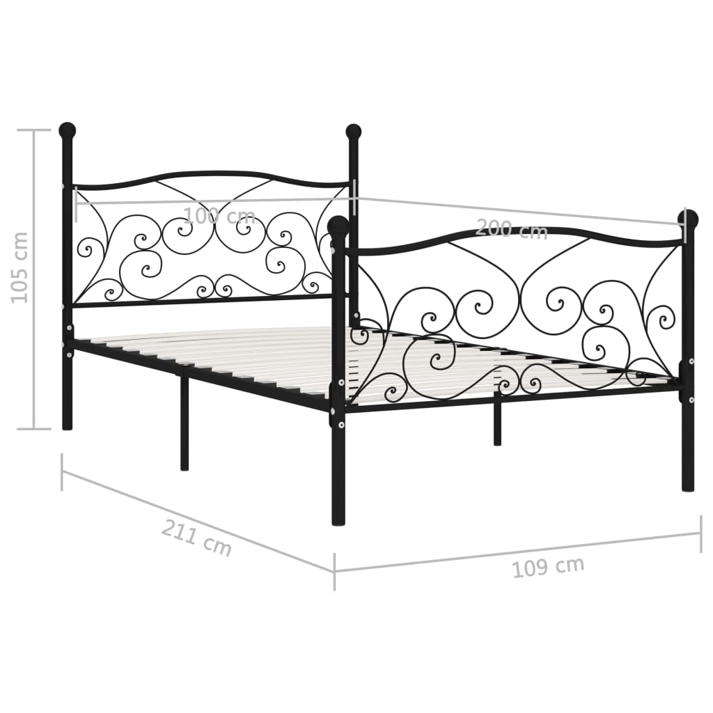 Giroletto con Doghe Nero in Metallo 100x200 cm | homemem39