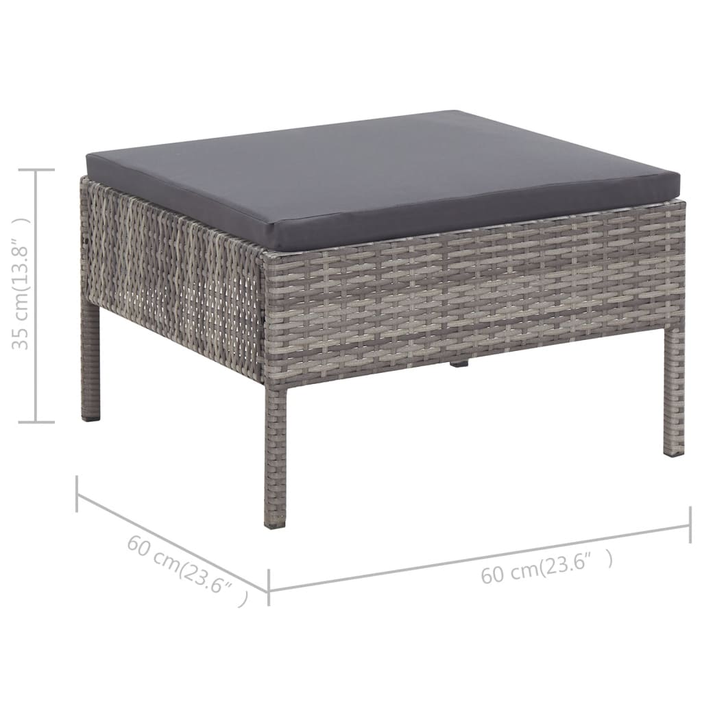 Set Divani da Giardino 3 pz con Cuscini in Polyrattan Grigio | homemem39