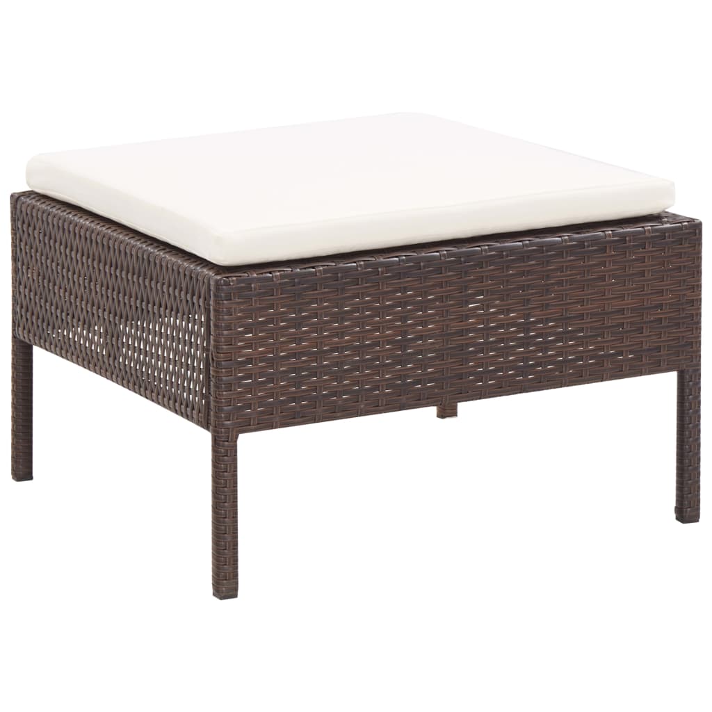 Set Divani da Giardino 3 pz con Cuscini in Polyrattan Marrone | homemem39