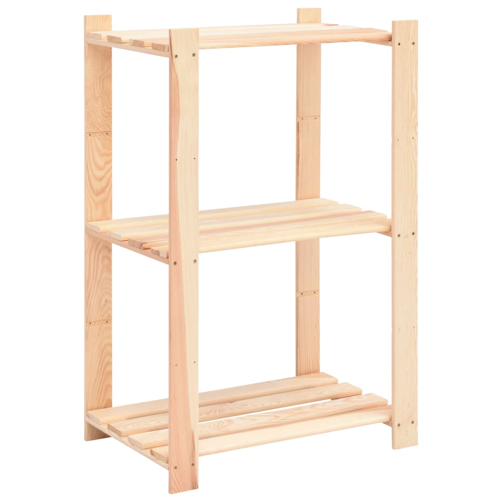 Scaffali a 3 Livelli 3 pz 60x38x90 cm in Massello Pino 150 kg - homemem39