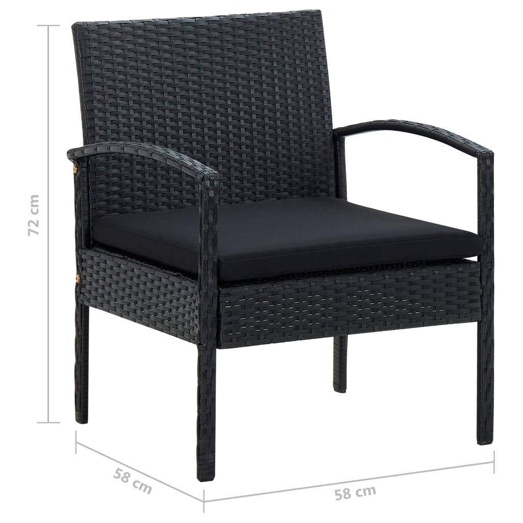 Sedia da Giardino con Cuscino in Polyrattan Nero | homemem39