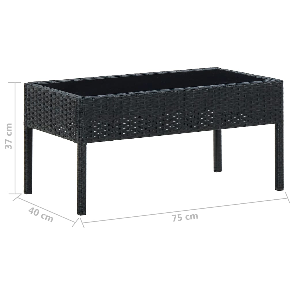 Tavolo da Giardino Nero 75x40x37 cm in Polyrattan | homemem39