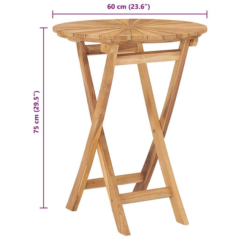 Tavolo da Giardino Pieghevole Ø 60 cm Legno Massello di Teak - homemem39