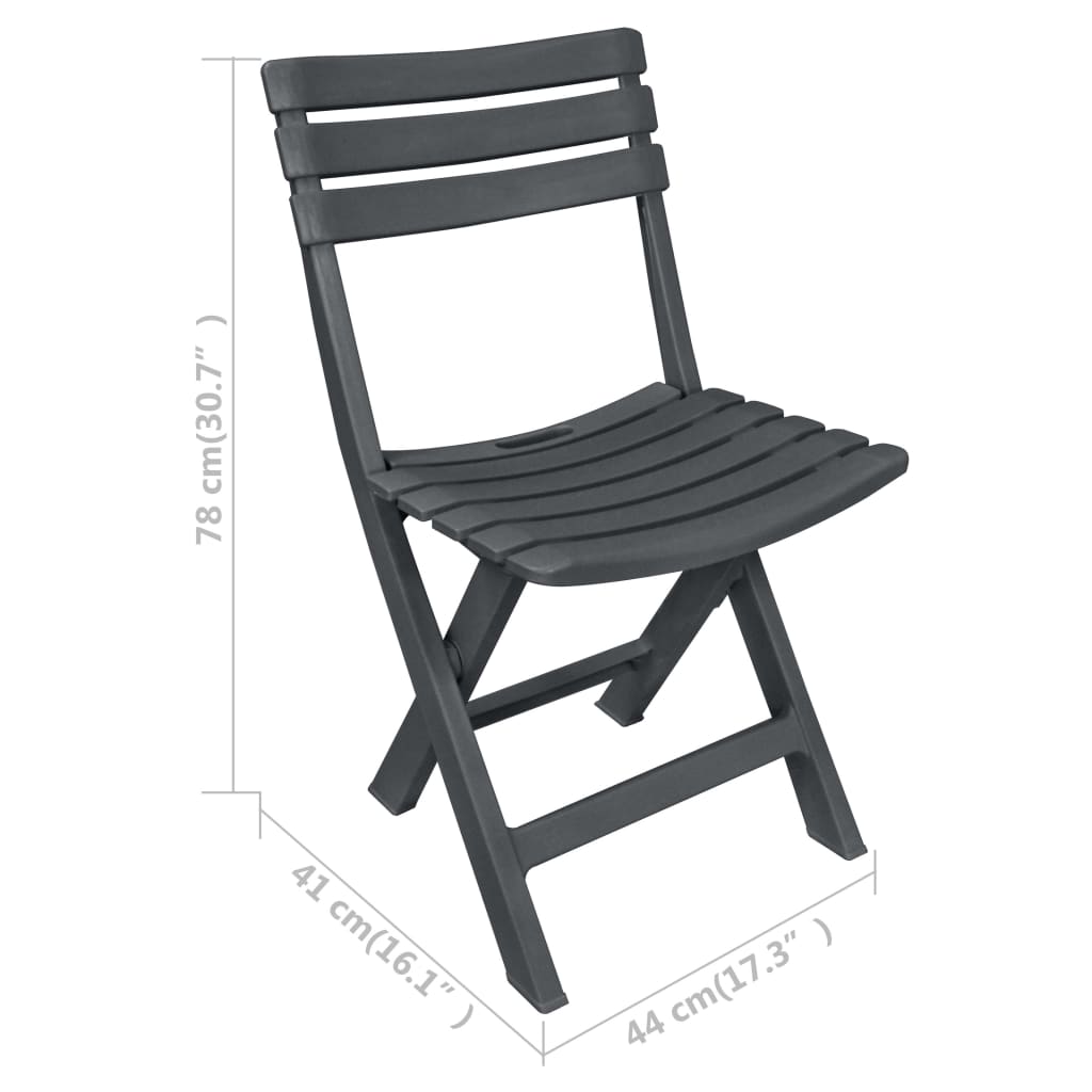 Set da Bistrot 3 pz Pieghevole in Plastica Antracite | homemem39
