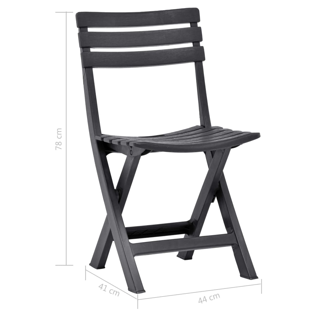 Sedie da Giardino Pieghevoli 2 pz in Plastica Antracite