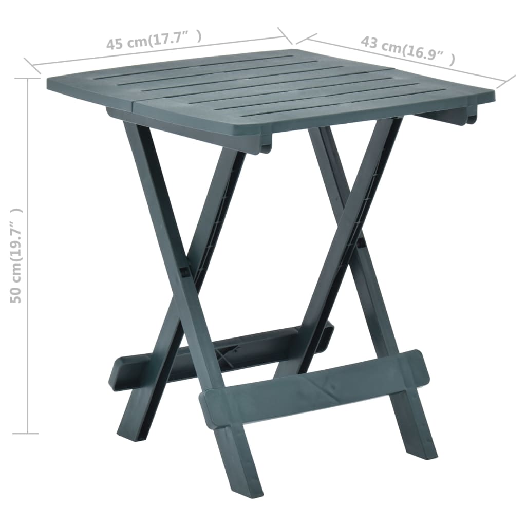 Tavolo da Giardino Pieghevole Verde 45x43x50 cm in Plastica - homemem39
