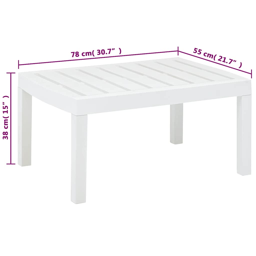 Tavolo da Giardino Bianco 78x55x38 cm in Plastica