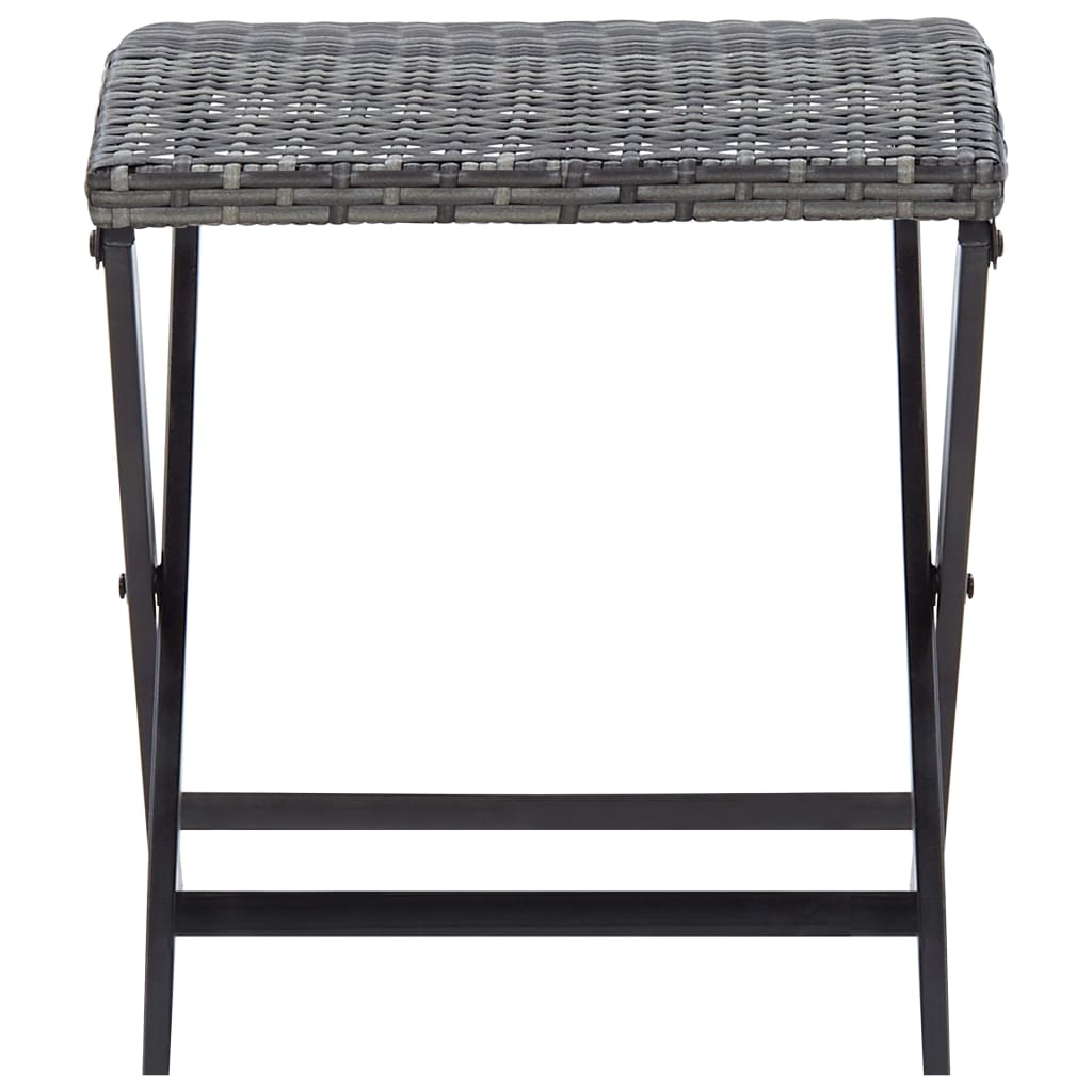 Sgabello Pieghevole in Polyrattan Grigio - homemem39