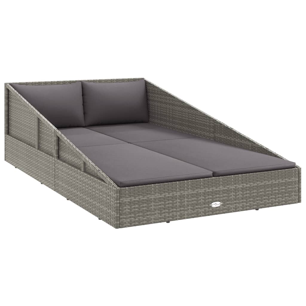 Lettino da Giardino Grigio 110x200 cm in Polyrattan - homemem39