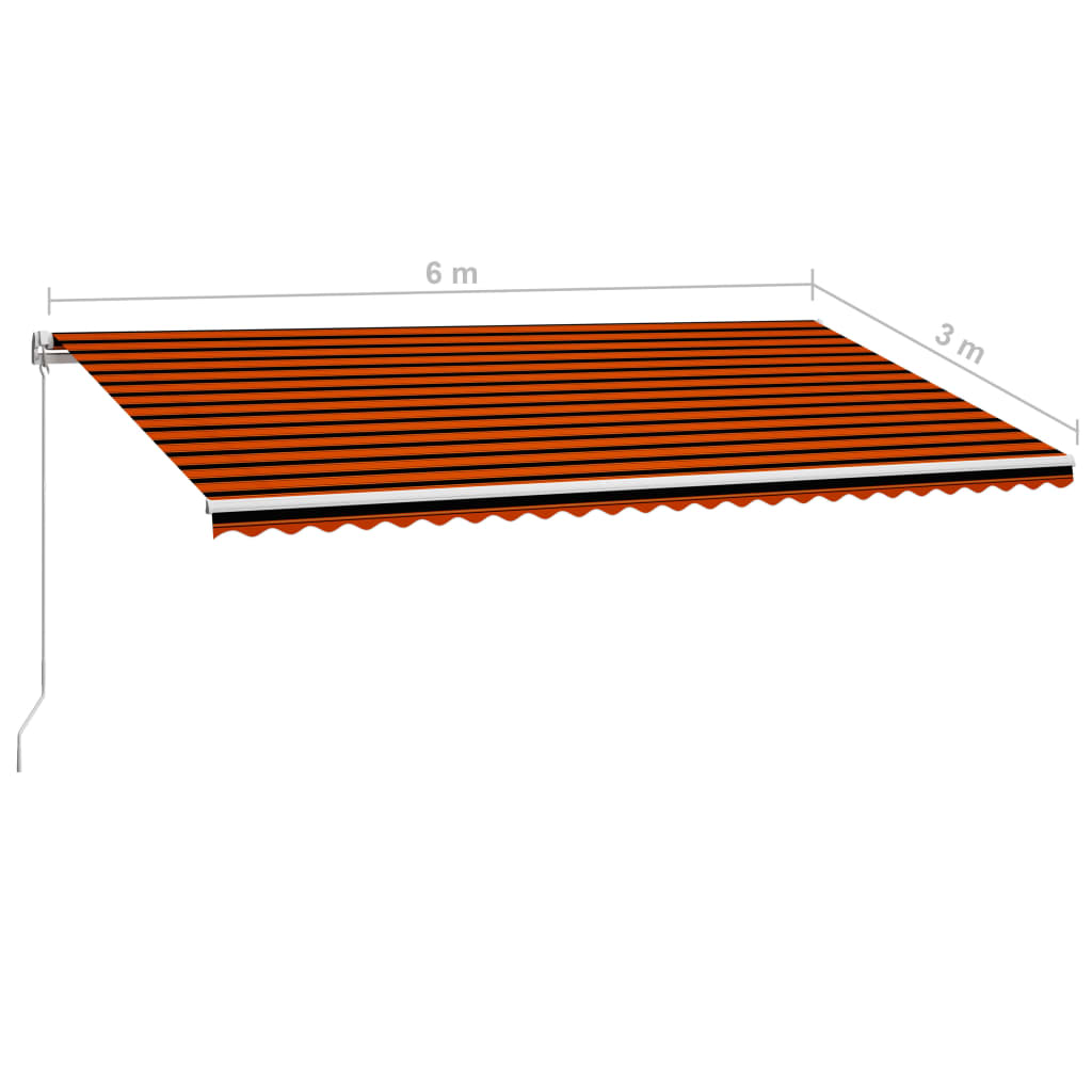 Tenda da Sole Retrattile Manuale 600x300 cm Arancione e Marrone | homemem39