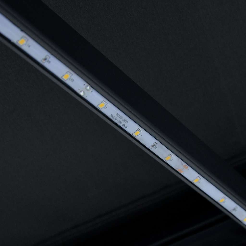 Tenda da Sole Retrattile Manuale con LED 300x250 cm Antracite | homemem39