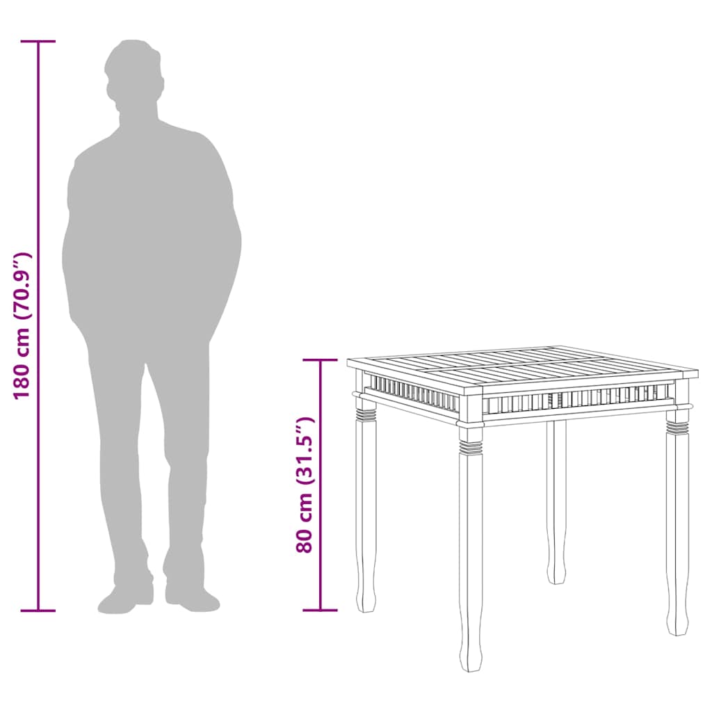 Tavolo da Pranzo per Giardino 80x80x80 cm in Massello di Teak | homemem39