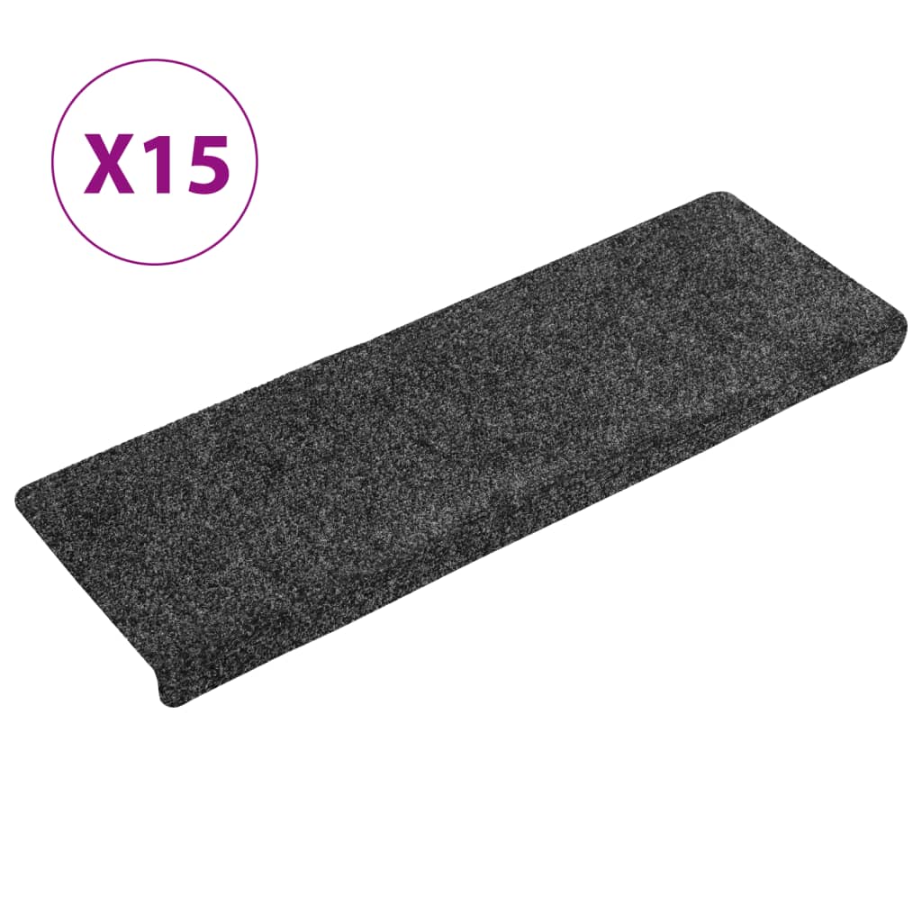 Tappetini per scale autoadesivi 15 pz 65x21x4 cm grigio bordo rettangolare - homemem39