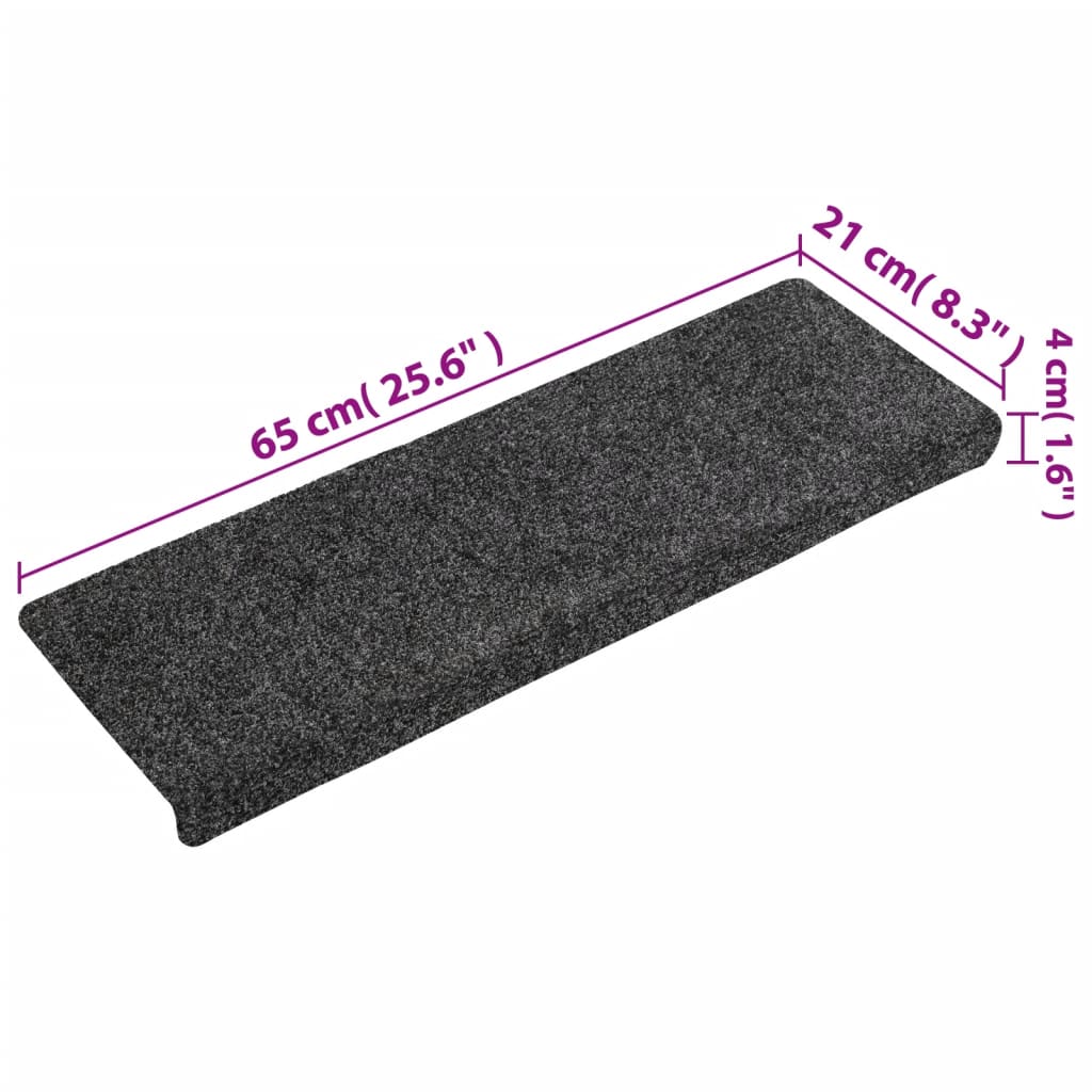 Tappetini per scale autoadesivi 15 pz 65x21x4 cm grigio bordo rettangolare - homemem39