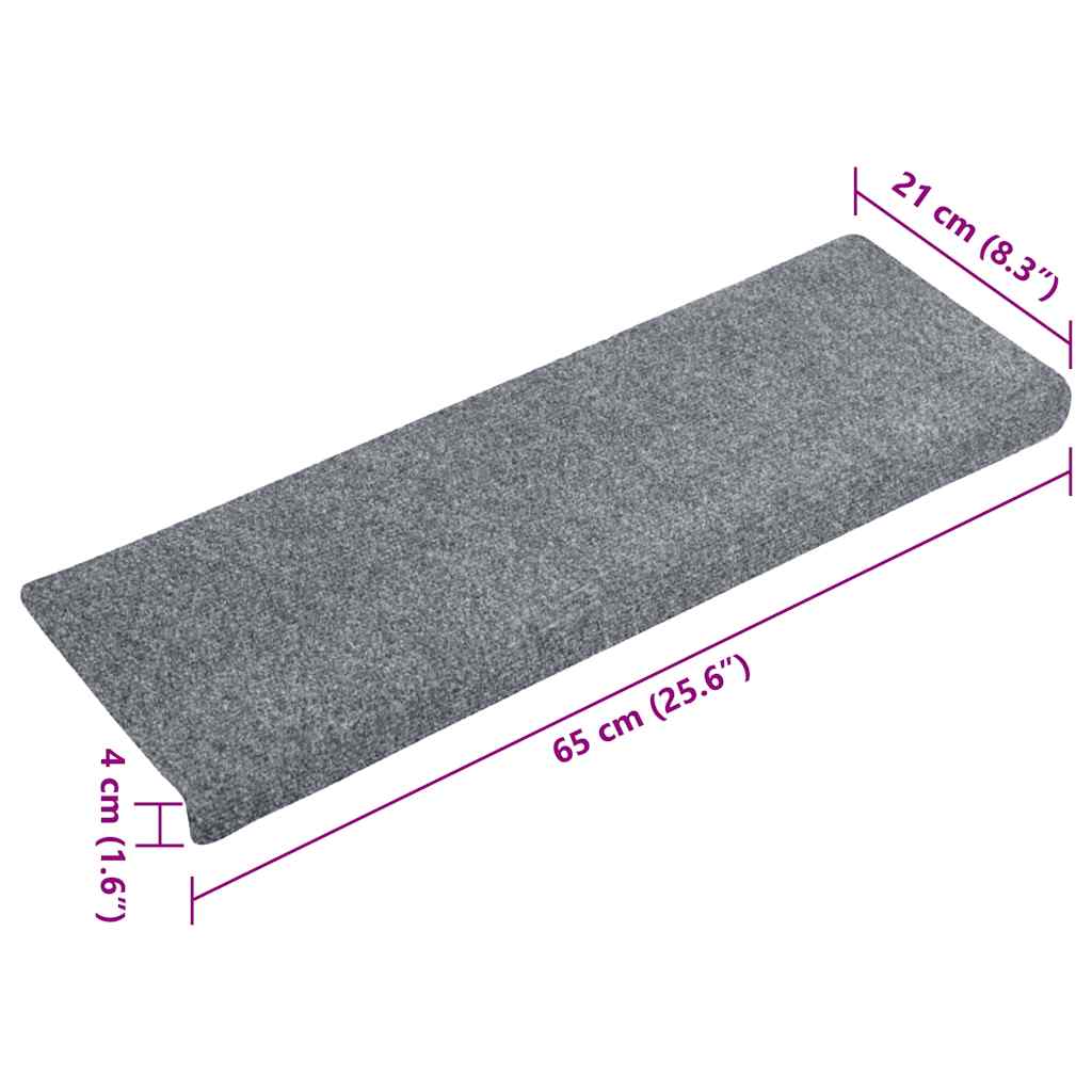 Tappetini per scale autoadesivi 15 pz 65x21x4 cm Grigio chiaro bordo rettangolare - homemem39