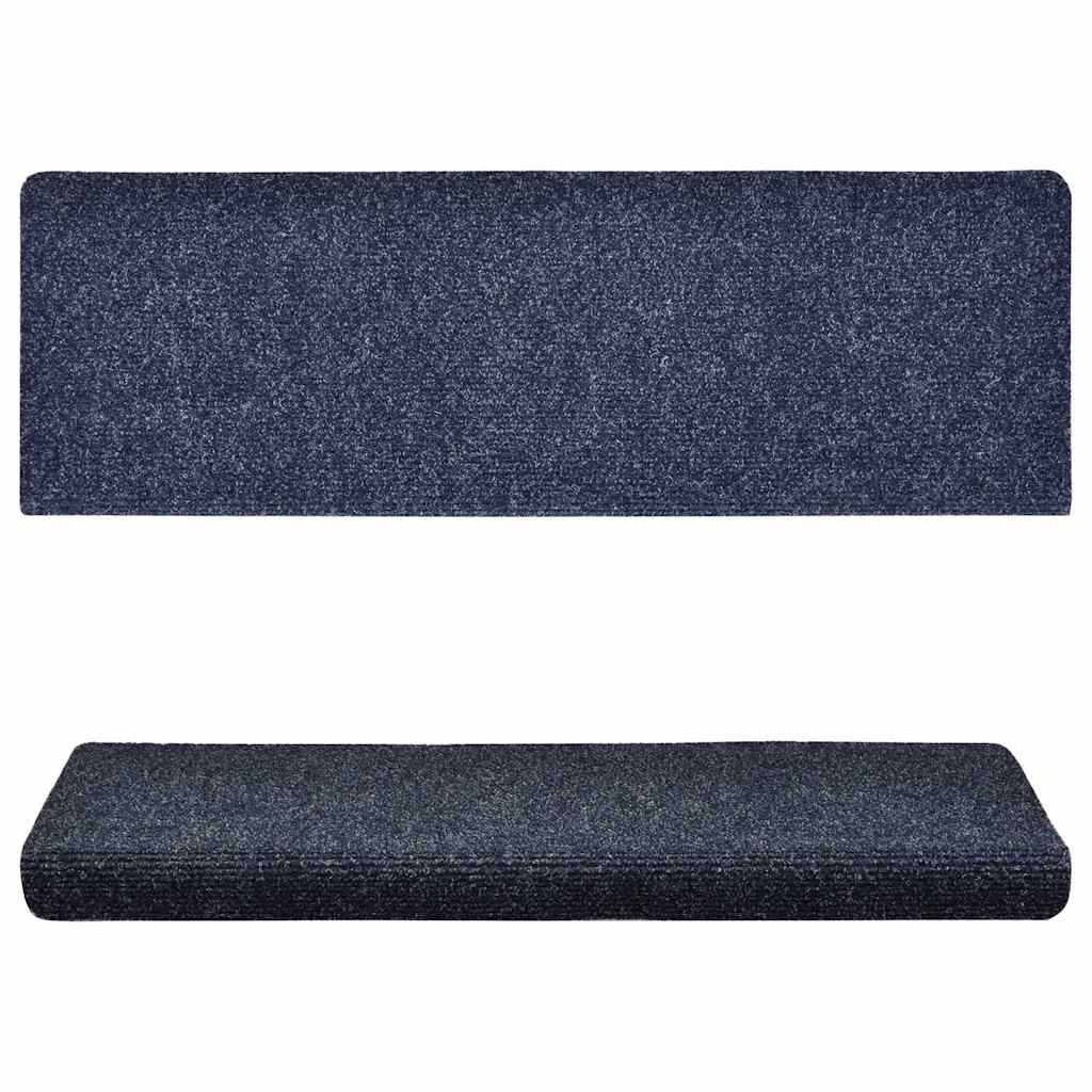 Tappetini per scale autoadesivi 15 pz 65x21x4 cm blu bordo rettangolare - homemem39
