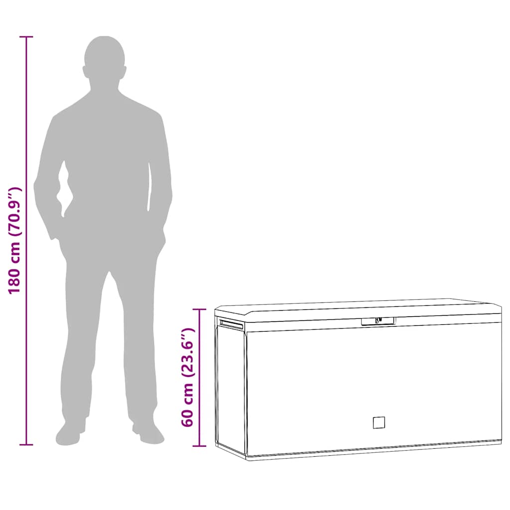 Baule da Giardino Antracite 114x47x60 cm