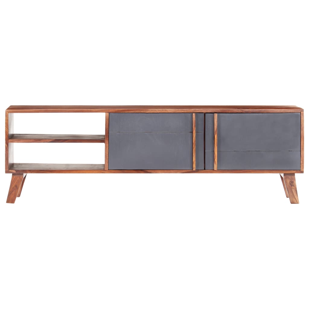 Mobile Porta TV Grigio 140x30x45 cm in Legno Massello - homemem39
