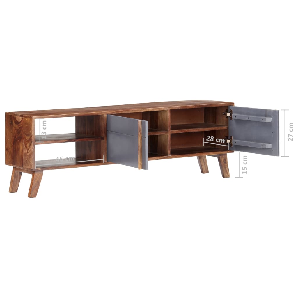 Mobile Porta TV Grigio 140x30x45 cm in Legno Massello - homemem39