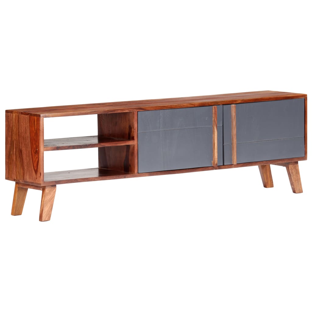 Mobile Porta TV Grigio 140x30x45 cm in Legno Massello - homemem39