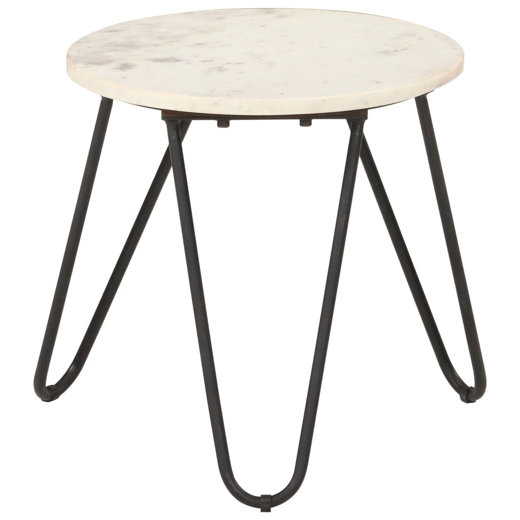 Tavolino da Salotto Bianco 40x40x40cm Pietra Vera Testura Marmo | homemem39