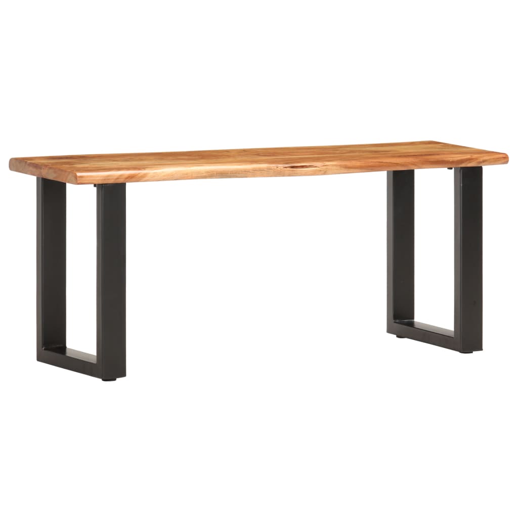 Panca con Bordi Vivi 110 cm in Legno Massello Acacia e Acciaio | homemem39