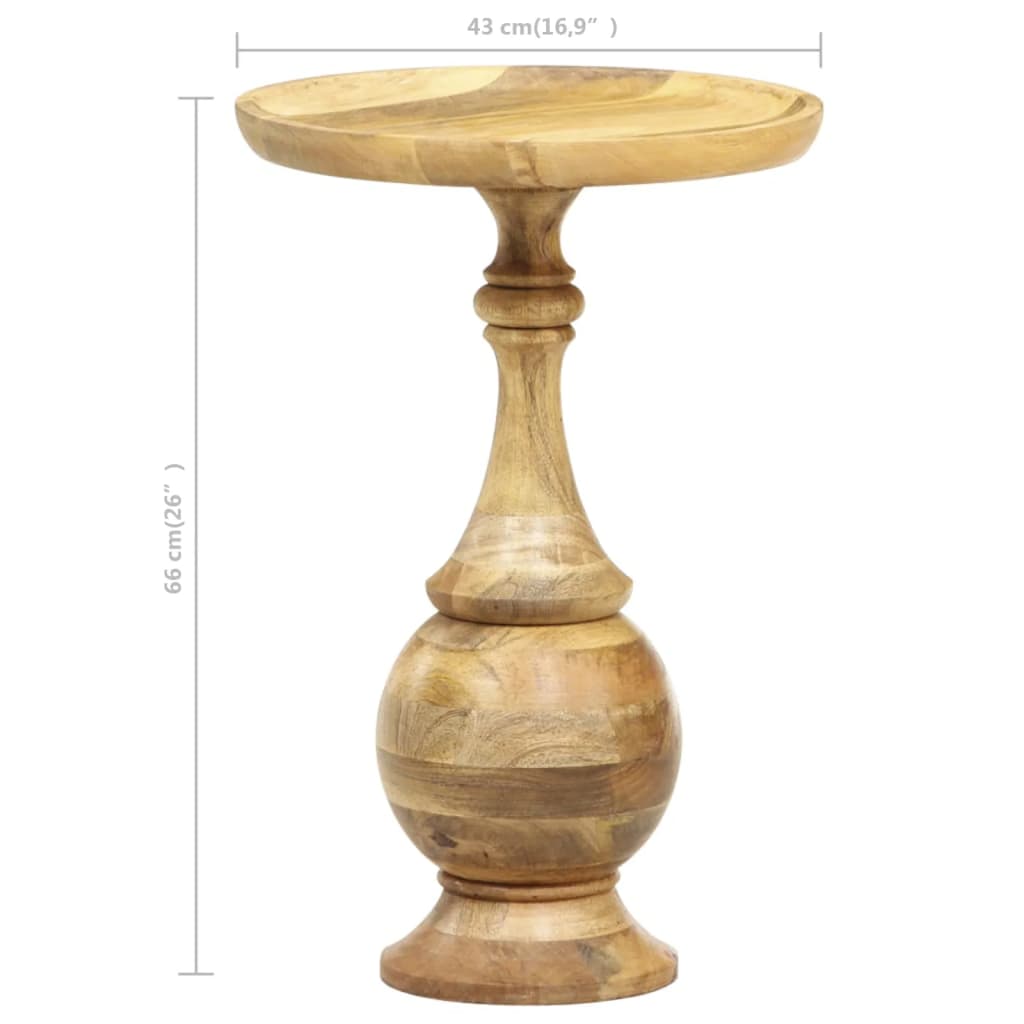 Tavolino Rotondo 43x43x66 cm in Legno Massello di Mango - homemem39