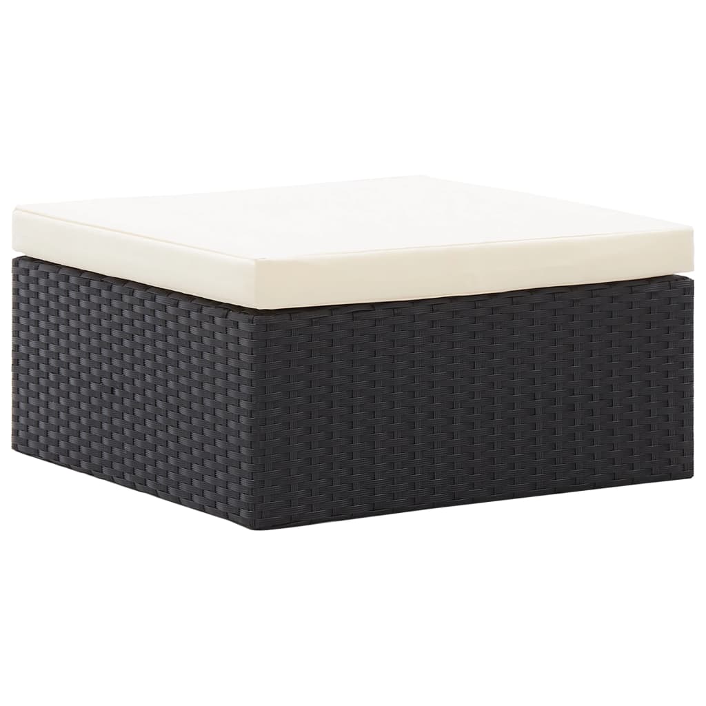 Lettino da Giardino con Tettuccio in Polyrattan Nero - homemem39