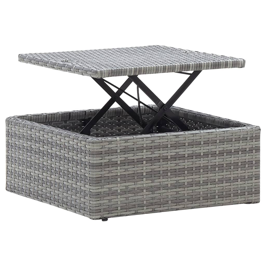 Lettino da Giardino con Tettuccio in Polyrattan Grigio Mélange - homemem39