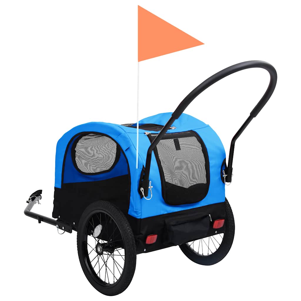 Rimorchio da Bici per Animali Carrello Jogging 2in1 Blu e Nero - homemem39
