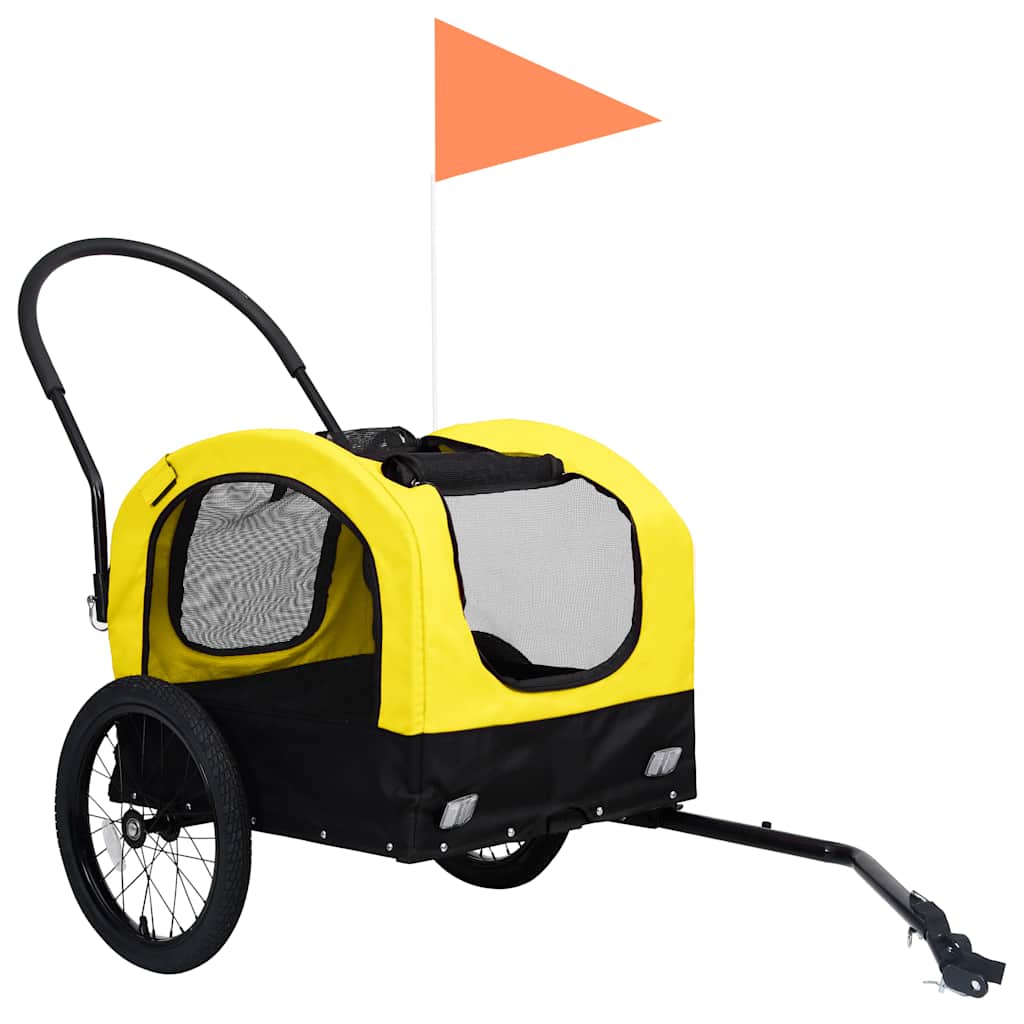 Rimorchio Bici per Animali Carrello Jogging 2in1 Giallo e Nero - homemem39